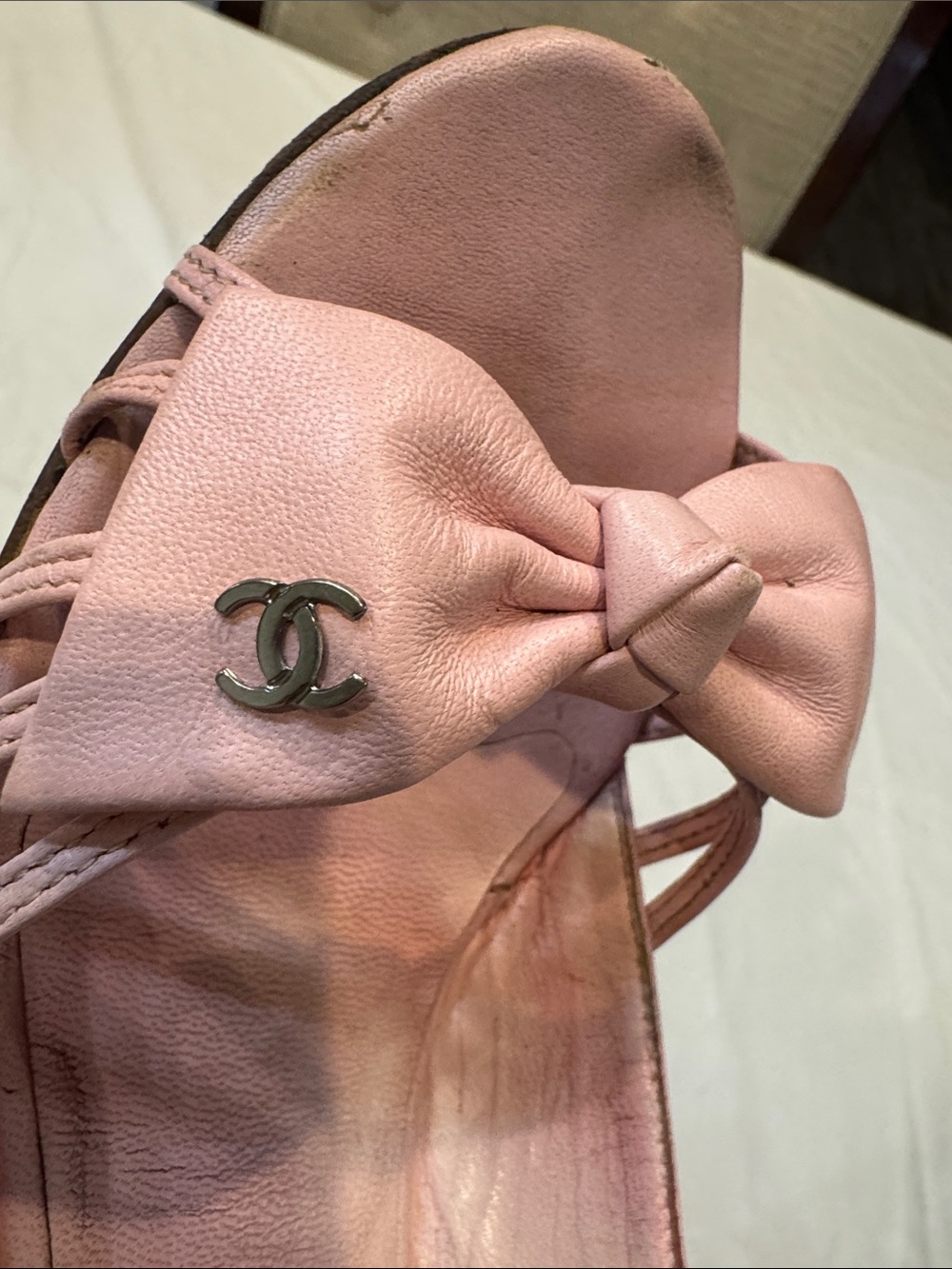 Authentic CHANEL Pink Bow Peep-Toe Heels - Picture 9 of 14